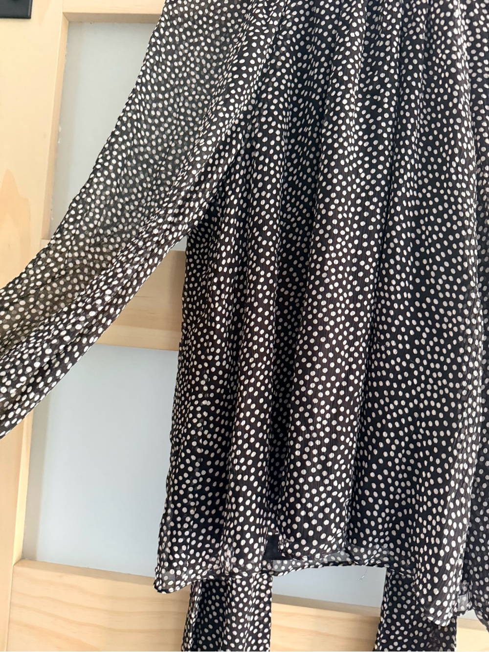 Ramy Brook 100% Silk Polka Dot Tie Neck Blouse Black White S - Picture 3 of 9